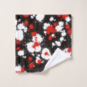 Spritzer Schwarz, Weiß und Rot Badhandtuch Set (Waschlappen)