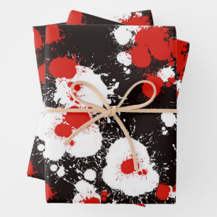 Spritzer Schwarz, Weiß und Rot Geschenkpapier Set