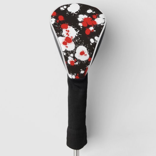 Spritzer Schwarz, Weiß und Rot Golf Headcover (Vorderseite)