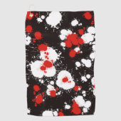 Spritzer Schwarz, Weiß und Rot Golfhandtuch (Vorderseite)