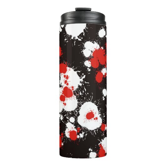 Spritzer Schwarz, Weiß und Rot Thermosbecher (Vorderseite)