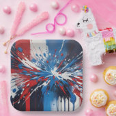 Spritzer und Tropfen in Rot und Blau Pappteller (Party)