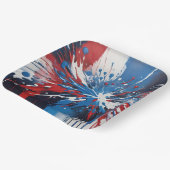 Spritzer und Tropfen in Rot und Blau Pappteller (Gewinkelt)