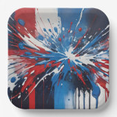 Spritzer und Tropfen in Rot und Blau Pappteller (Vorderseite)