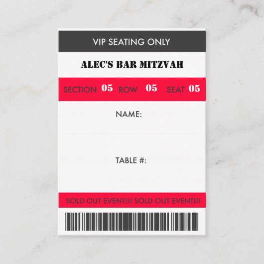 Spritzer VIP Sitzungsbegleitschein Platzkarte (Vorderseite)