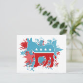 Spritzer von Red and Blue Paint, Demokrat, Donkey Postkarte (Stehend Vorderseite)
