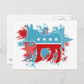 Spritzer von Red and Blue Paint, Demokrat, Donkey Postkarte (Vorne/Hinten)