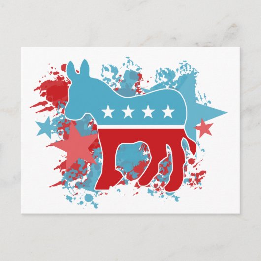 Spritzer von Red and Blue Paint, Demokrat, Donkey Postkarte (Vorderseite)