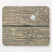 Spritzer von Vogelabfällen auf gewittertem Holz Mousepad (Vorne)