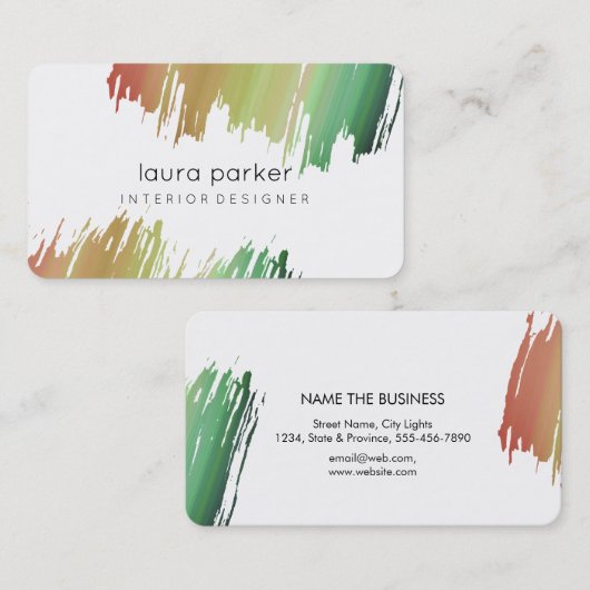 Spritzer Wasserfarbe Elegante Abstrakt Moderne Kun Visitenkarte (Vorne/Hinten)