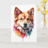 Spritzer Wasserfarbener Hund Art Porträt Karte (Gelbe Blume)