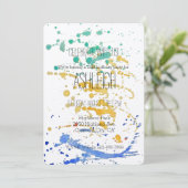 Spritzer zum Geburtstag von Aquarellfarbe Einladung (Stehend Vorderseite)