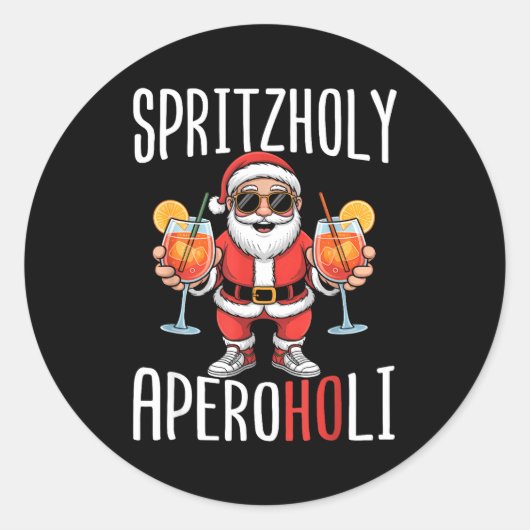 Spritzholy Aperoholi - Santa Aperitif Funny Spritz Runder Aufkleber (Vorderseite)