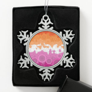 Spritzige Bohemian Groovy Abstrakte Lesbische Prid Schneeflocken Zinn-Ornament