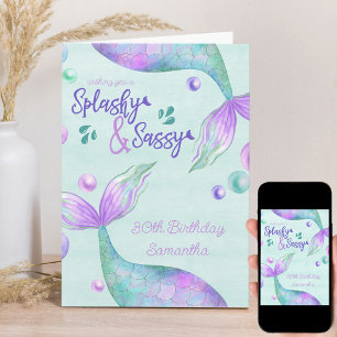 Spritzige & Sassy Meerjungfrau Geburtstag für jede Karte