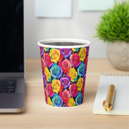 Spritziges Aquarell-Rosenmuster, florales Muster Pappbecher