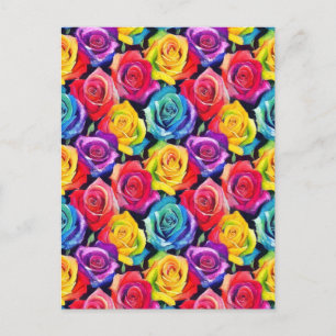 Spritziges Aquarell-Rosenmuster Postkarte