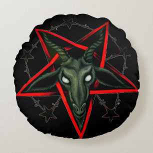 SpritzpistoleBaphomet gefallener RückPentagram Rundes Kissen