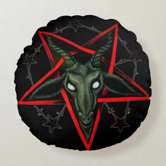 SpritzpistoleBaphomet gefallener RückPentagram Rundes Kissen (Vorderseite)