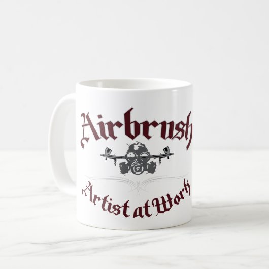 SPRITZPISTOLEN-KÜNSTLER BEI DER ARBEIT KAFFEETASSE (Vorderseite Links)