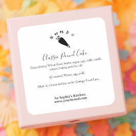 Spritztüten-Bäckerei-Zutatenlabel Minimalist Quadratischer Aufkleber