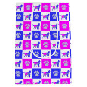 Sprocker Spaniel Dog & Paw Print Hot Pink & Blue Mittlere Geschenktüte (Rückseite)