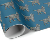 Sprocker Spaniel Dog Y&B Grid Line Blue Paper Geschenkpapier (Rolleneckpunkt)