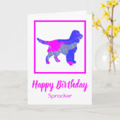 Sprocker Spaniel Hot Pink Dog Funny Birthday Card Karte (Gelbe Blume)