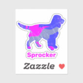Sprocker Spaniel Hund Silhouette Crazy Hot Pink St Aufkleber (Blatt)