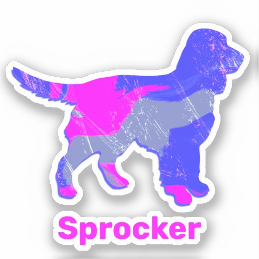 Sprocker Spaniel Hund Silhouette Crazy Hot Pink St Aufkleber (Vorderseite)