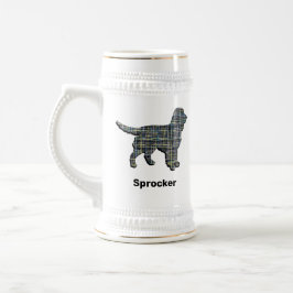 Sprocker Spanierhund Gelb- und Schwarz-Gitter-Lini Bierglas