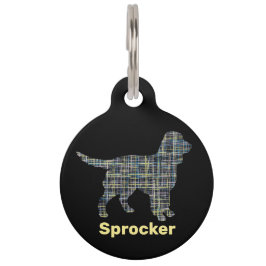 Sprocker Spanierhund Gelb- und Schwarz-Gitter-Lini Haustiermarke