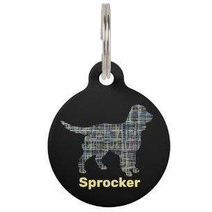 Sprocker Spanierhund Gelb- und Schwarz-Gitter-Lini Haustiermarke
