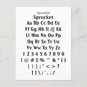 Sprocket - Zazzle-Schriftart-Musterblatt Postkarte
