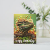 Sprouting Lizard im Moss Garden Happy Birthday Postkarte (Stehend Vorderseite)