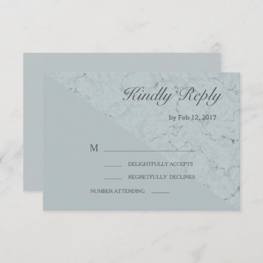 Spruce blauer grauer Marmor Effekt moderne Hochzei Einladung (Vorne/Hinten)