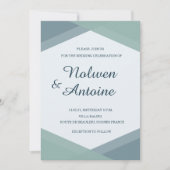 Spruce Blue Mint Geometric Elegante Moderne Hochze Einladung (Vorderseite)