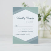 Spruce Blue Mint Geometric Modern Wedding RSVP Einladung (Stehend Vorderseite)