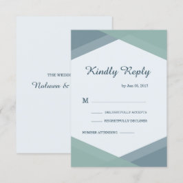 Spruce Blue Mint Geometric Modern Wedding RSVP Einladung