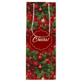 Spruce Boughs und Weihnachtsbälle Rot Grün Geschenktüte Für Weinflaschen (Vorderseite)