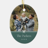 Spruce Green | Einfaches Minimal Bow-Foto Keramik Ornament (Hinten)
