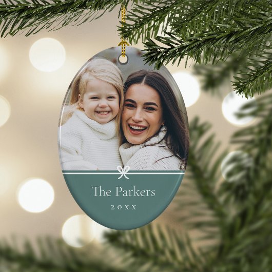Spruce Green | Einfaches Minimal Bow-Foto Keramik Ornament