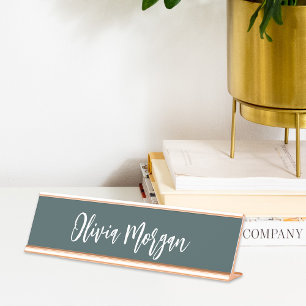 Spruce Green sketched Curry Script Schreibtischnamensplakette