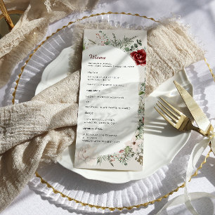 Spruce & Lace   Winter Floral Wedding Menu Menükarte