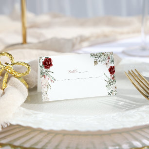 Spruce & Lace Winter Floral Wedding Platzkarte Visitenkarten