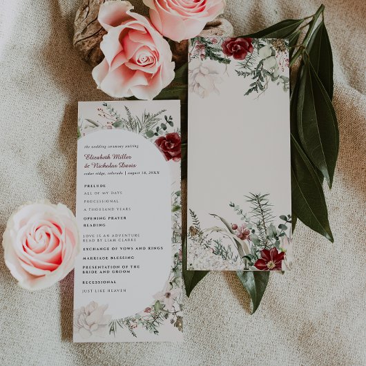 Spruce & Lace | Winter Floral Wedding Program Programm