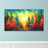 Spruce phon farbenfrohe Splash-Malerei Leinwanddruck (Insitu (Holzboden))