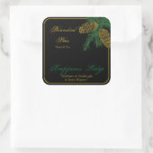 Spruce Pine Cone Candle Label Quadratischer Aufkleber (Tasche)
