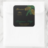 Spruce Pine Cone Candle Label v2 Quadratischer Aufkleber (Tasche)