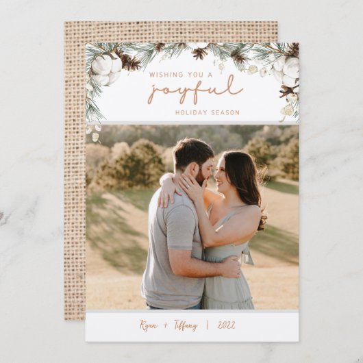 Spruce & Pine Cones Weihnachtskarte Einladung (Vorne/Hinten)